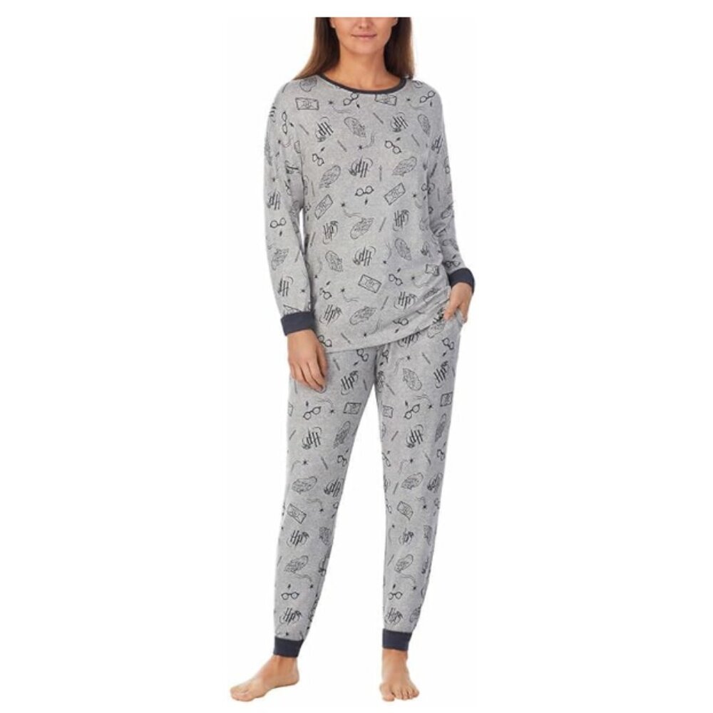 Wizarding World Harry Potter Women's Cozy 2-Piece Pajama Set Gray NEW